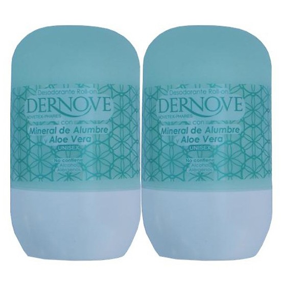 Dernove desodorante de alumbre y aloe en roll-on 2x75ml