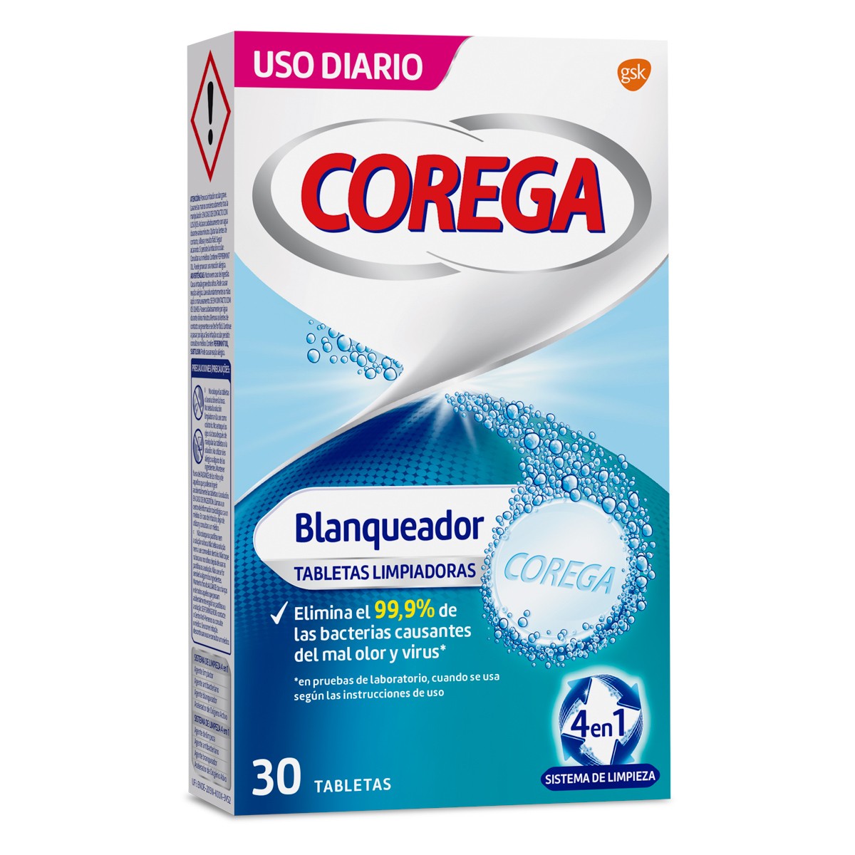 Corega blanqueador 30 tabletas