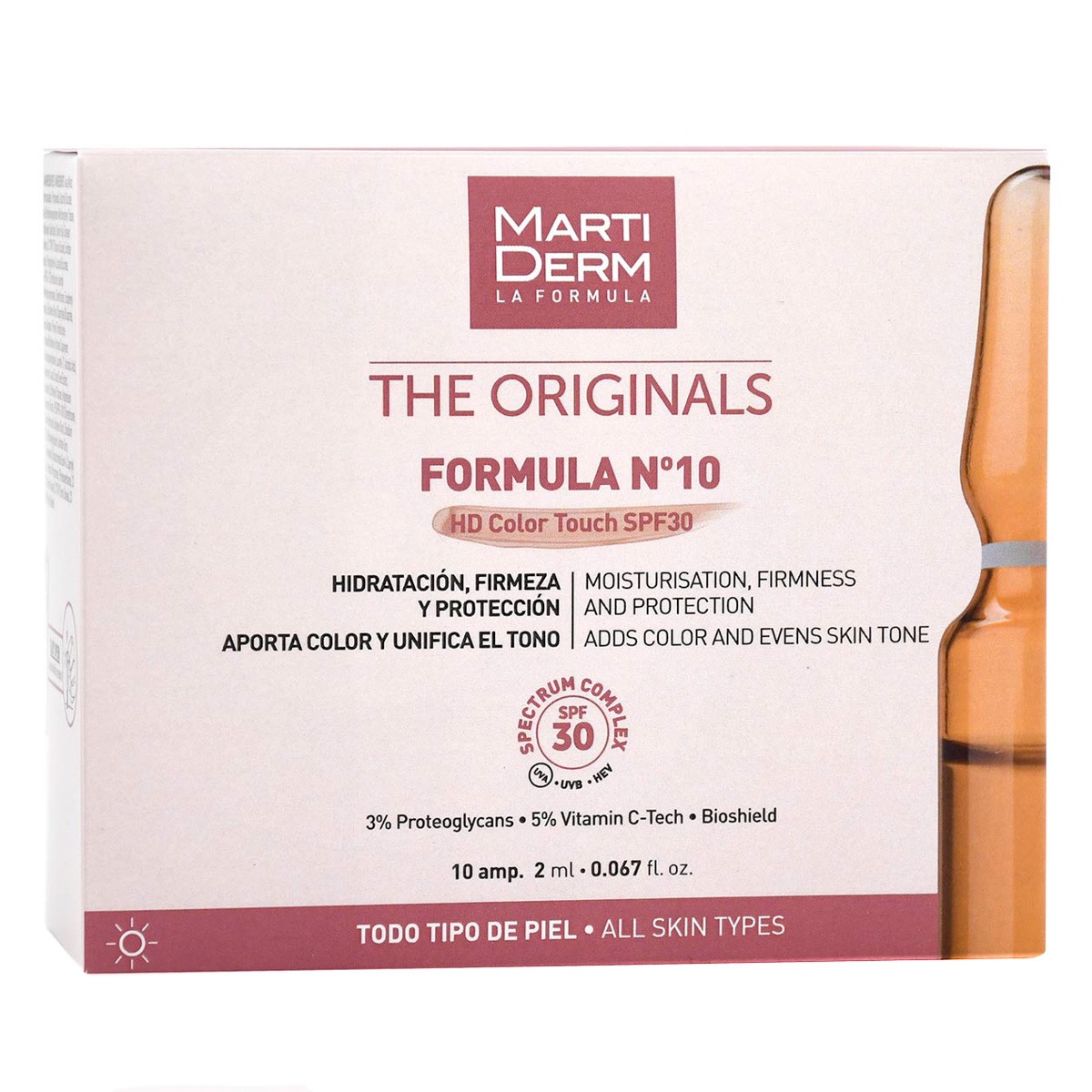 MartiDerm The Originals Formula Nº10 HD Color Touch SPF30 10 ampollas