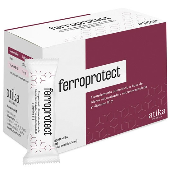 Atika Ferroprotect suplemento de hierro y vitamina B12 30 sticks