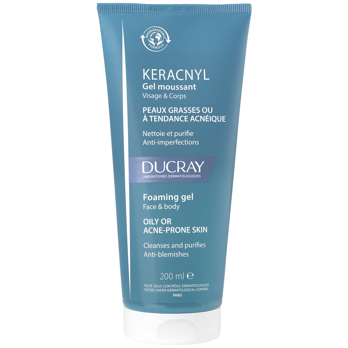 Ducray keracnyl gel limpiador acne 200ml